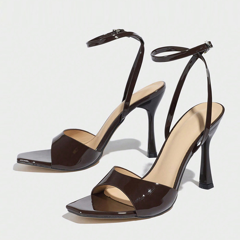 Leather Work Heels - Liyke New Fashion Square Open Toe
