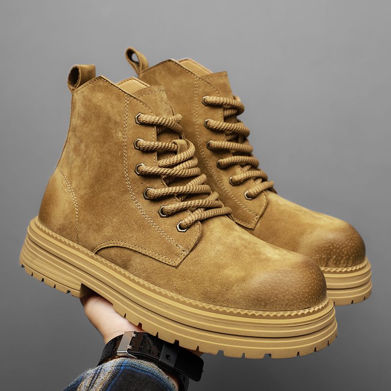 Leather Work Boots - High Quality Men Ankle Boots Fashion