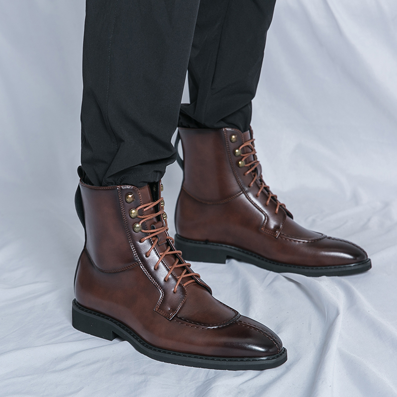 2026 New Men's Pointed Brown B - Leather Work Boots recensie en prijs