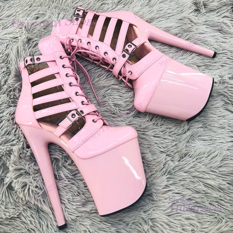Pink Patent Leather Striped Ho - Leather Work Heels recensie en prijs