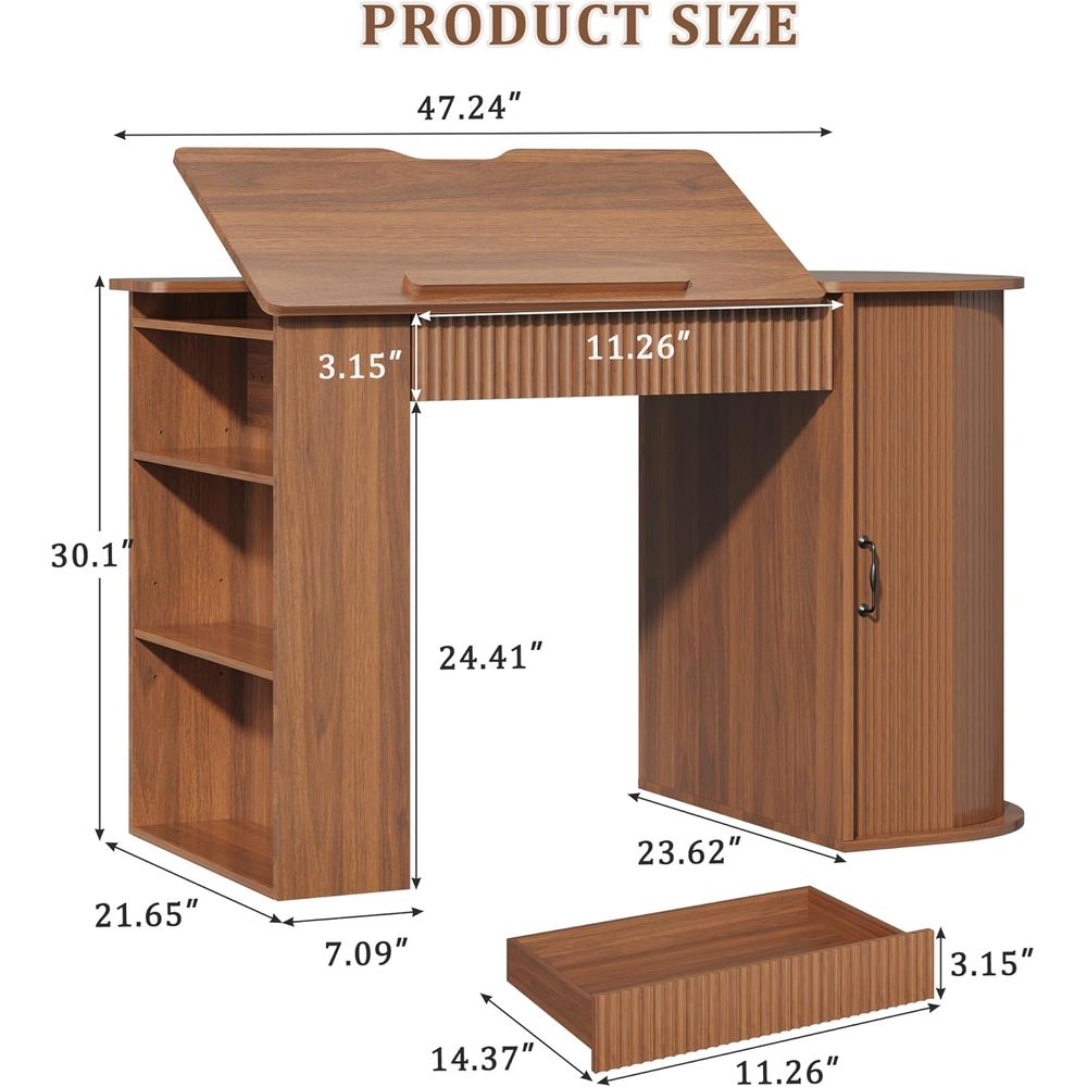 Storage Cabinet Desk with Draw - Leather Works recensie en prijs