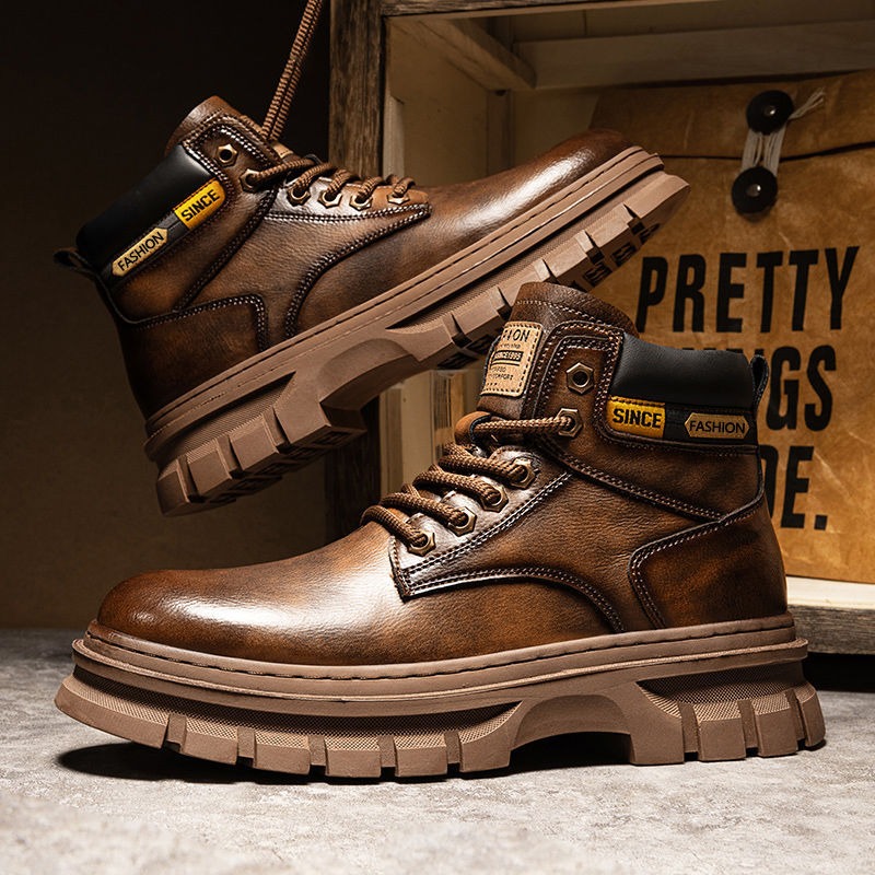 Vintage Men Platform Ankle Boo - Leather Work Boots recensie en prijs