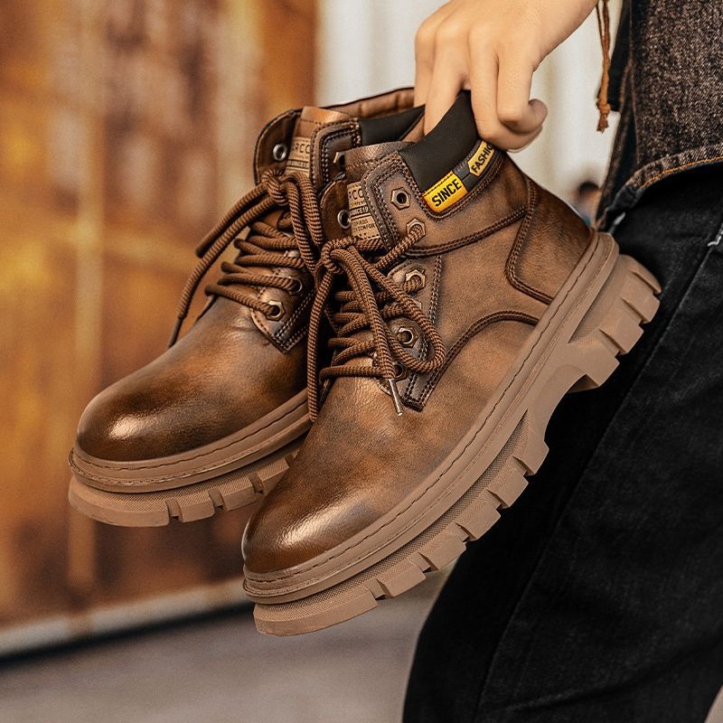 Vintage Men Platform Ankle Boo - Leather Work Boots recensie en prijs