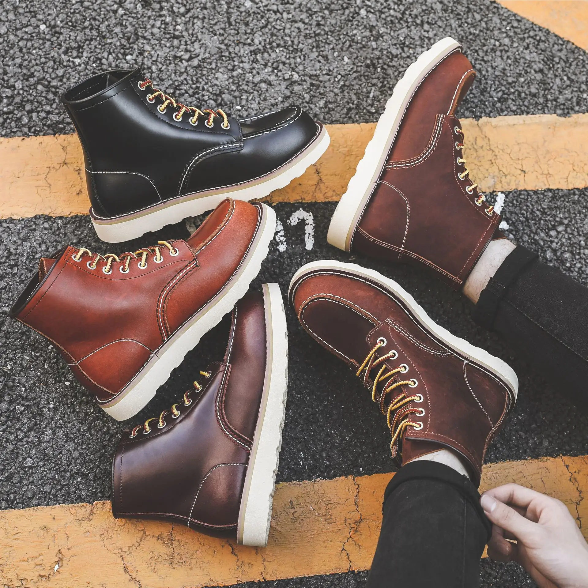 Men Spring Winter Casual Shoes - Leather Work Boots recensie en prijs
