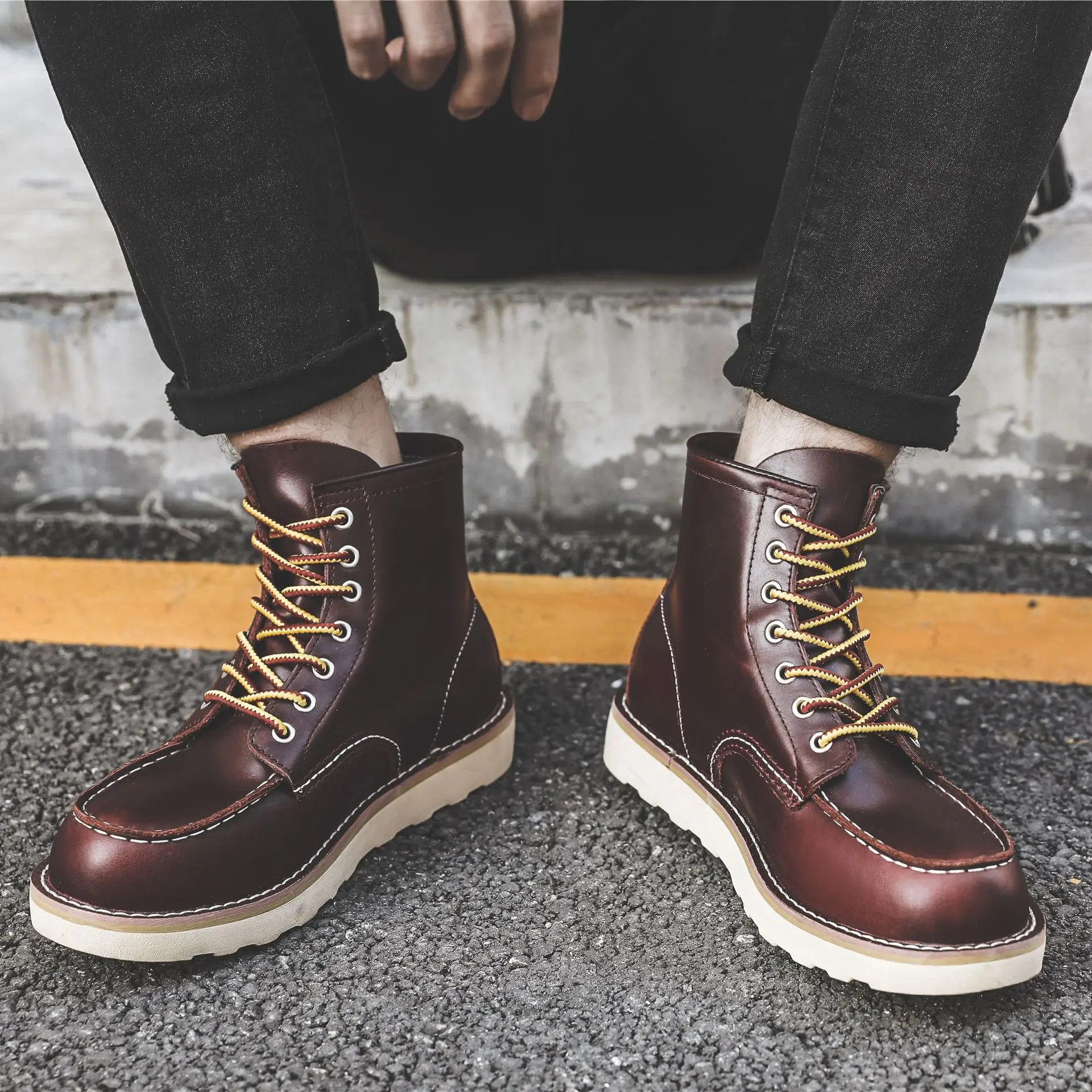 Men Spring Winter Casual Shoes - Leather Work Boots recensie en prijs