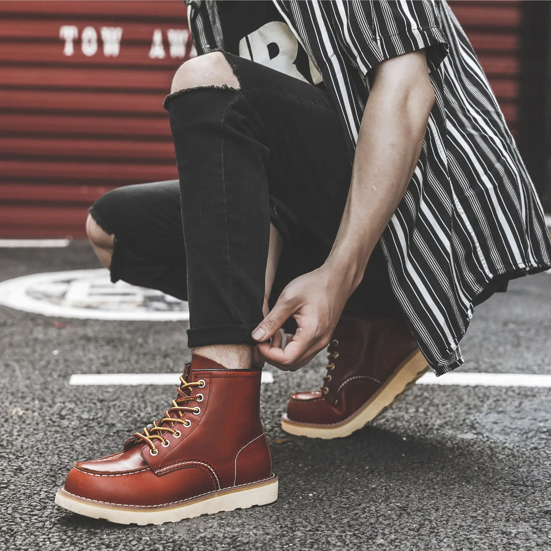Men Spring Winter Casual Shoes - Leather Work Boots recensie en prijs
