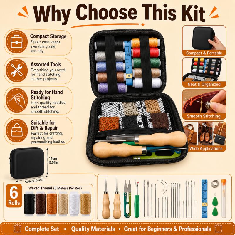 Leather Sewing Kit with Waxed  - Beginner Leatherwork Kit recensie en prijs