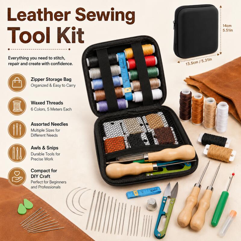 Leather Sewing Kit with Waxed  - Beginner Leatherwork Kit recensie en prijs
