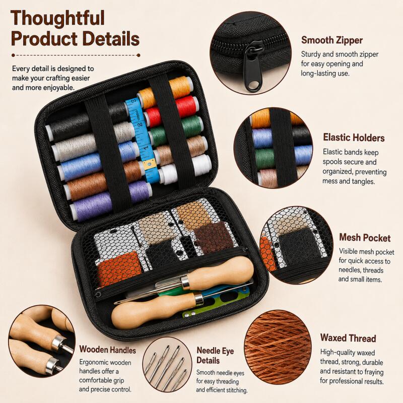 Leather Sewing Kit with Waxed  - Beginner Leatherwork Kit recensie en prijs