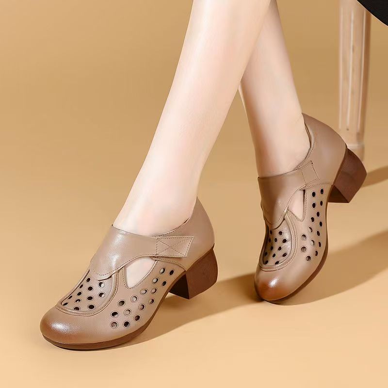 Women's Summer New Leather Hol - Leather Work Heels recensie en prijs