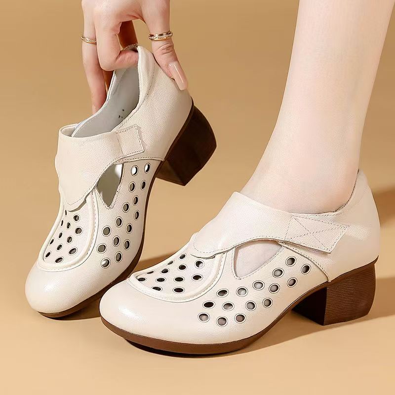 Women's Summer New Leather Hol - Leather Work Heels recensie en prijs