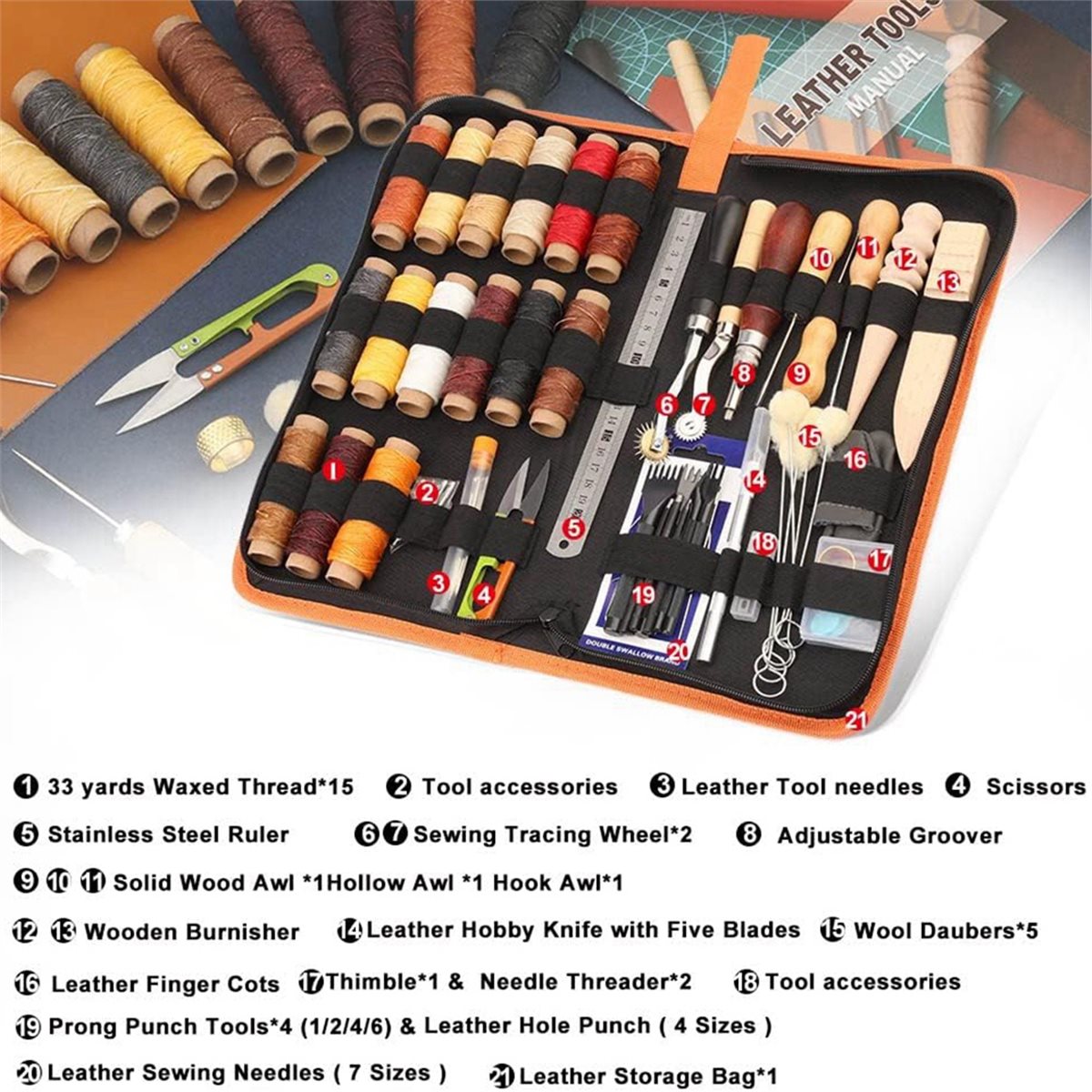 2026 NEW 66Pcs Leather Working - Beginner Leatherwork Kit recensie en prijs