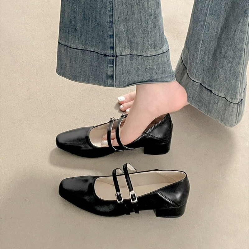 Square Toe Low Heel Women Silv - Leather Work Heels recensie en prijs