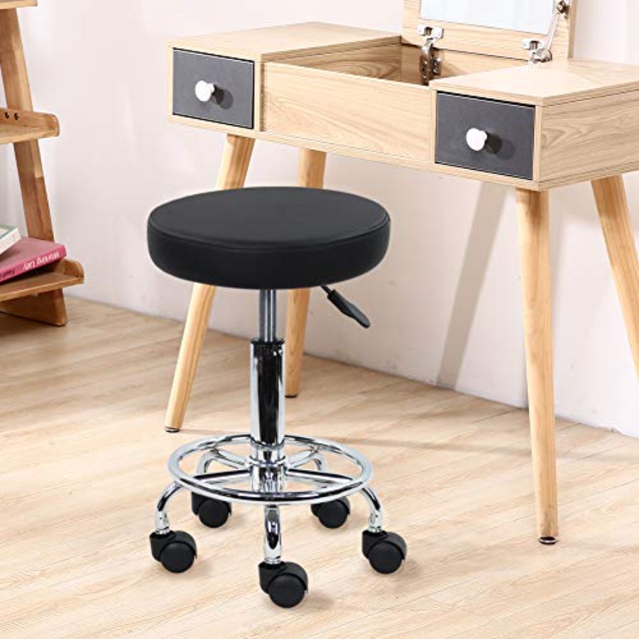PU Leather Round Rolling Stool - Leather Works recensie en prijs