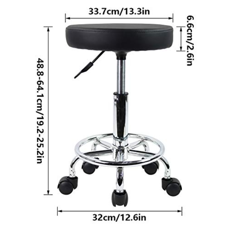 PU Leather Round Rolling Stool - Leather Works recensie en prijs