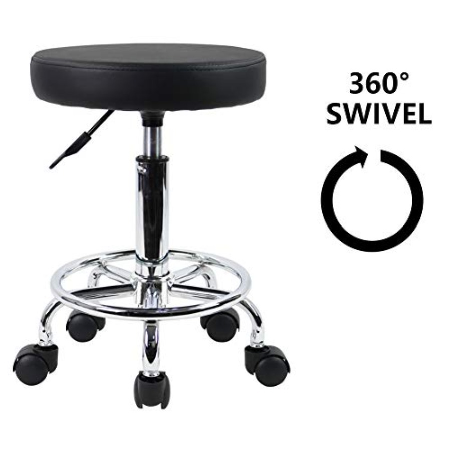 PU Leather Round Rolling Stool - Leather Works recensie en prijs